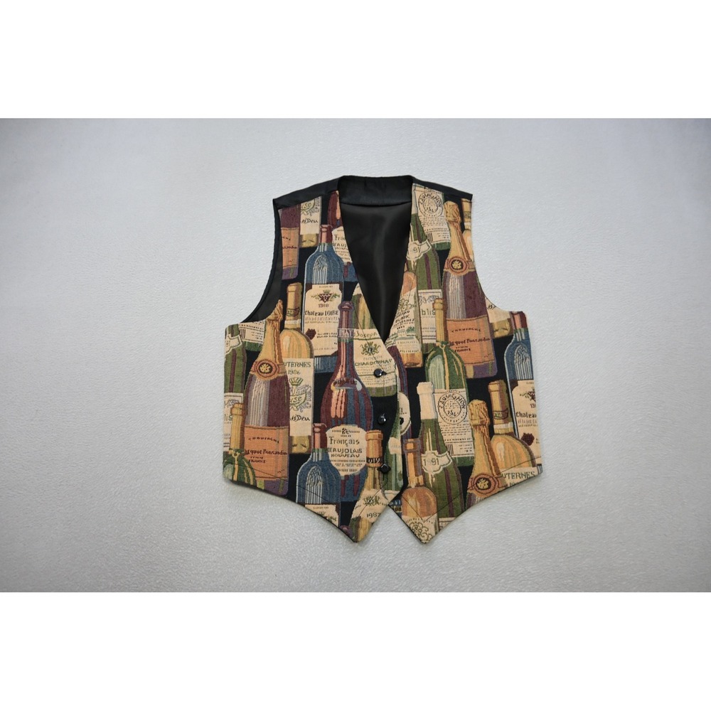 Unbranded Wine Bottle Tapestry Vest Mens Small Or Medium Woven Novelty Excellent